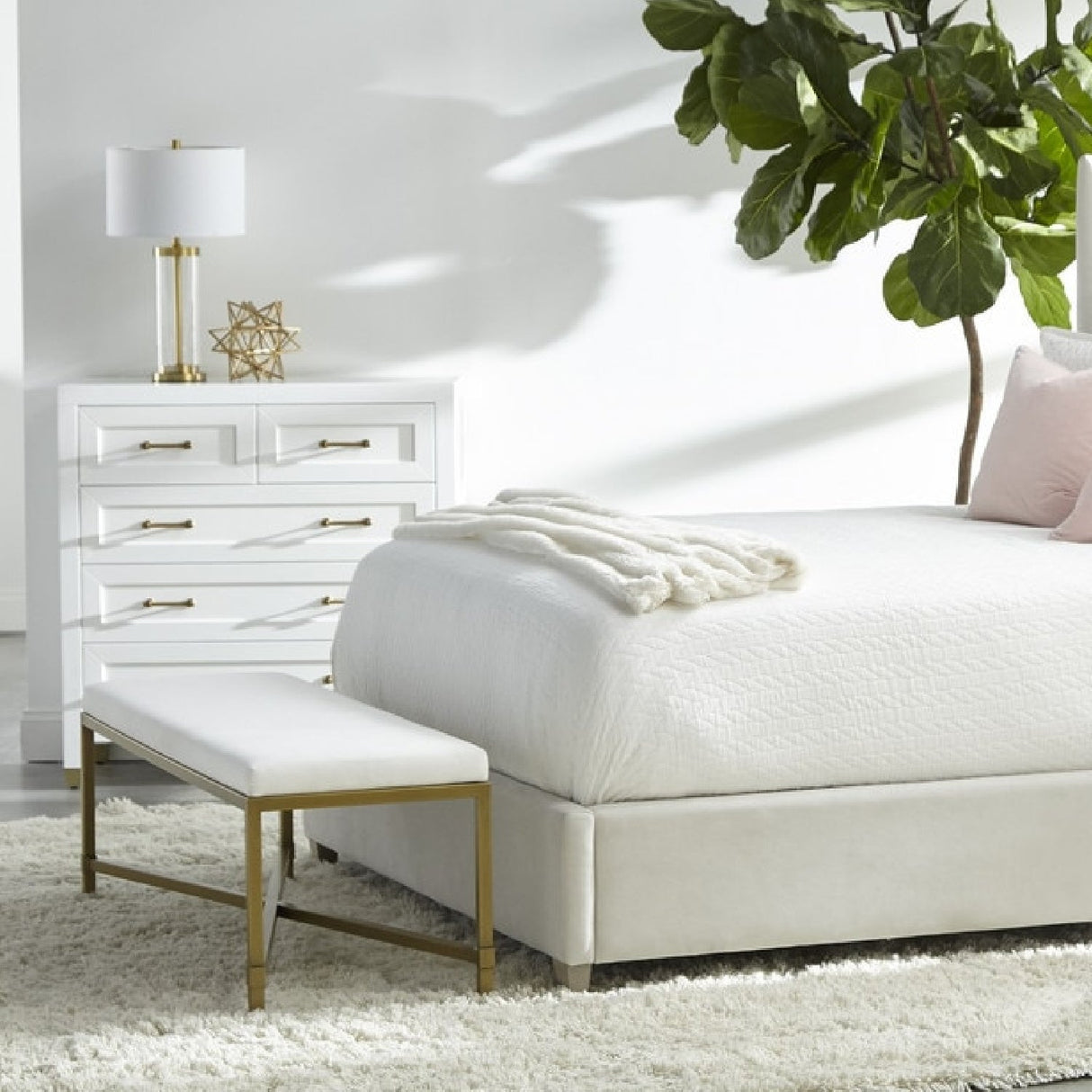 Modern European furniture - White 5-Drawer High Chest - www.oroa.com