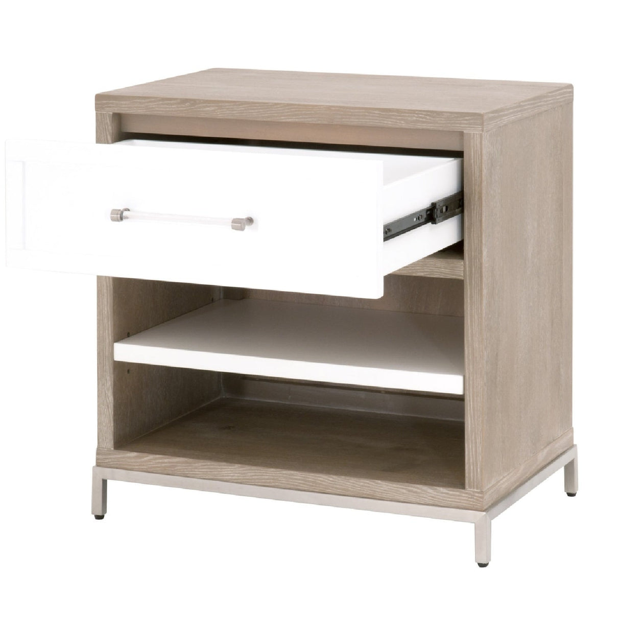 Modern European furniture - Gray Acacia 1-Drawer Nightstand - www.oroa.com