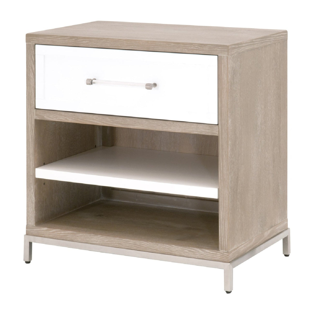 Modern European furniture - Gray Acacia 1-Drawer Nightstand - www.oroa.com