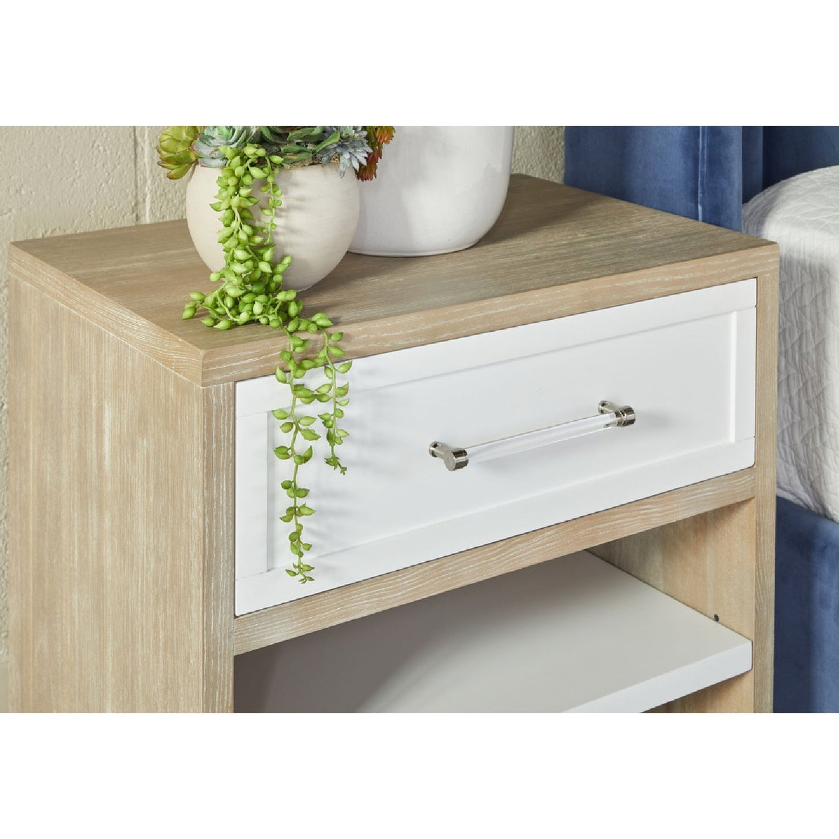 Modern European furniture - Gray Acacia 1-Drawer Nightstand - www.oroa.com