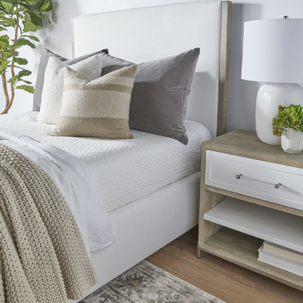 Modern European furniture - Gray Acacia 1-Drawer Nightstand - www.oroa.com