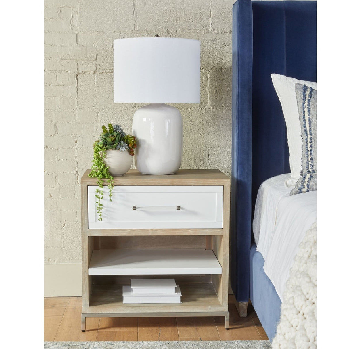 Modern European furniture - Gray Acacia 1-Drawer Nightstand - www.oroa.com
