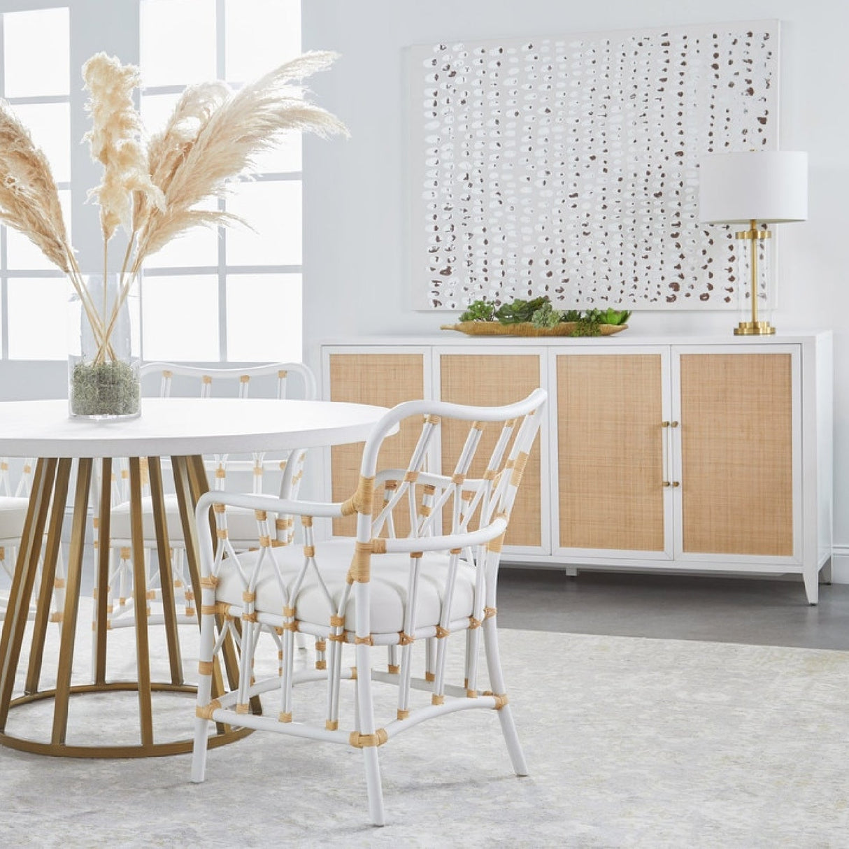 Modern European furniture - Rattan Inlaid 4-Door Sideboard - www.oroa.com