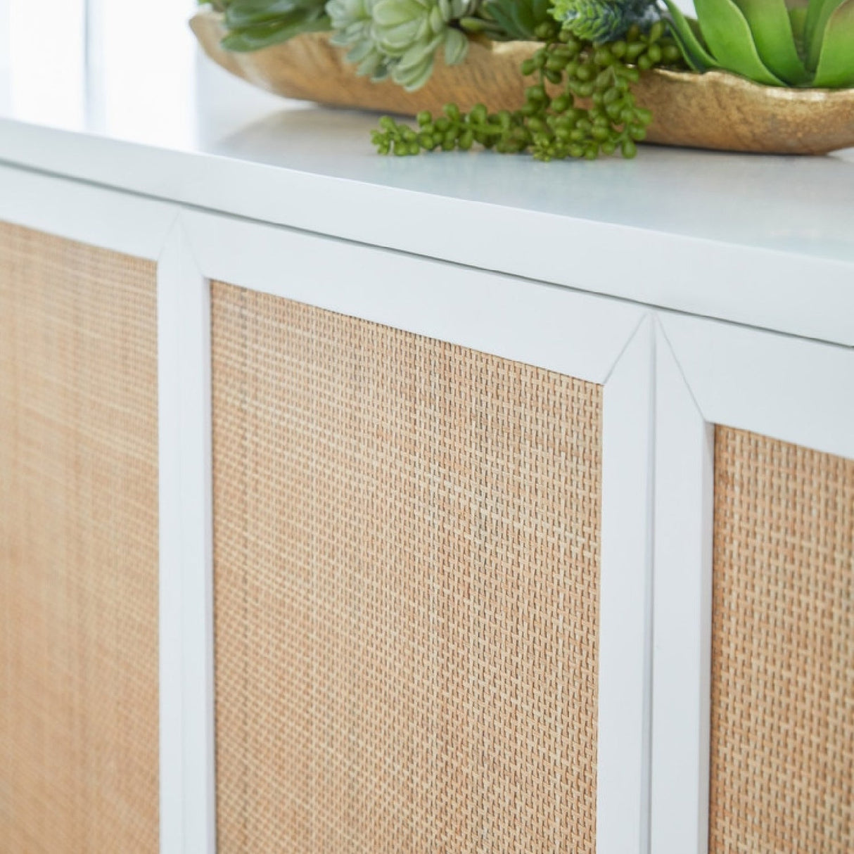 Modern European furniture - Rattan Inlaid 4-Door Sideboard - www.oroa.com