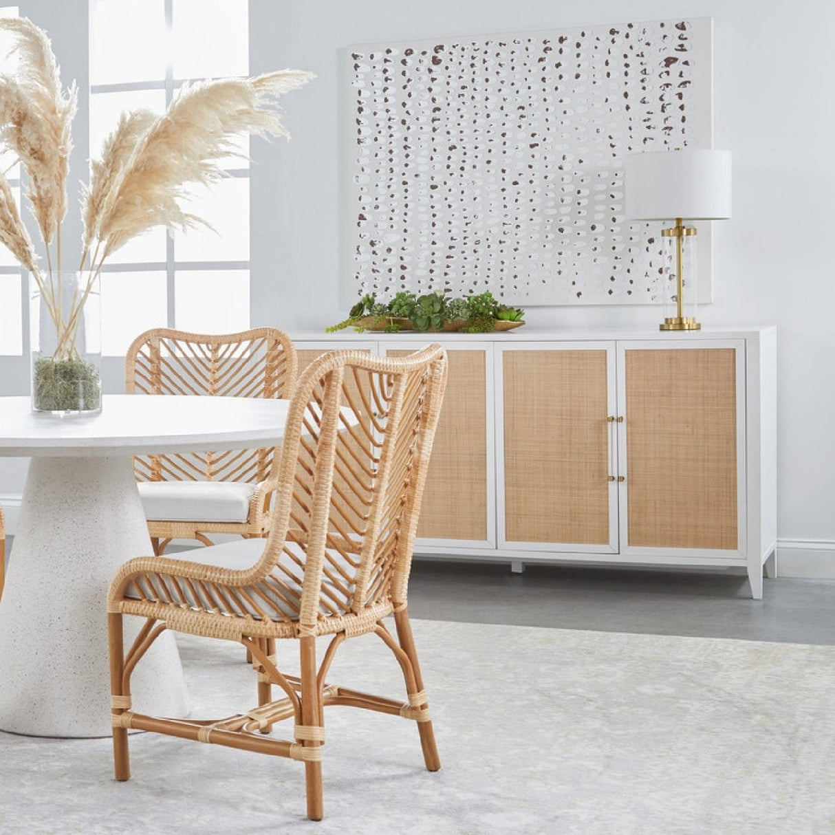Modern European furniture - Rattan Inlaid 4-Door Sideboard - www.oroa.com