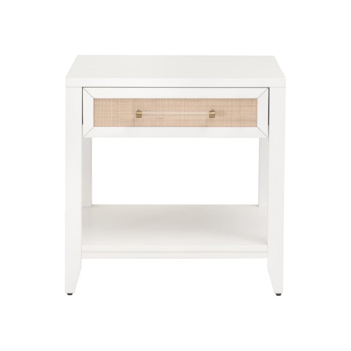 White 1-Drawer Side Table | Living Essentials Holland – front view