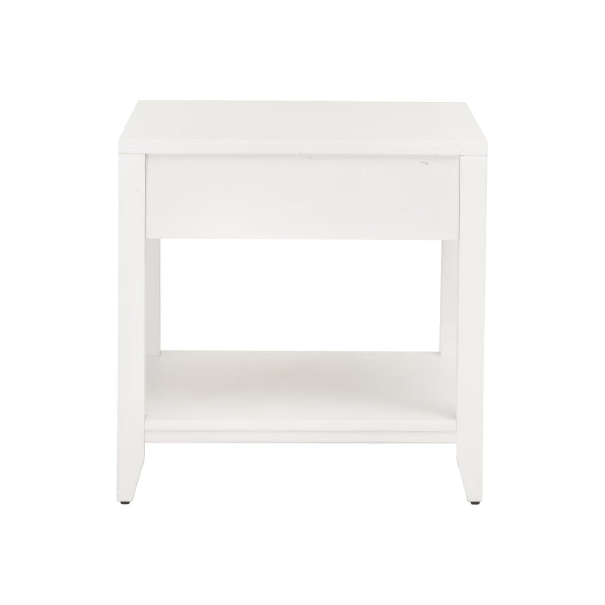 White 1-Drawer Side Table | Living Essentials Holland – side view