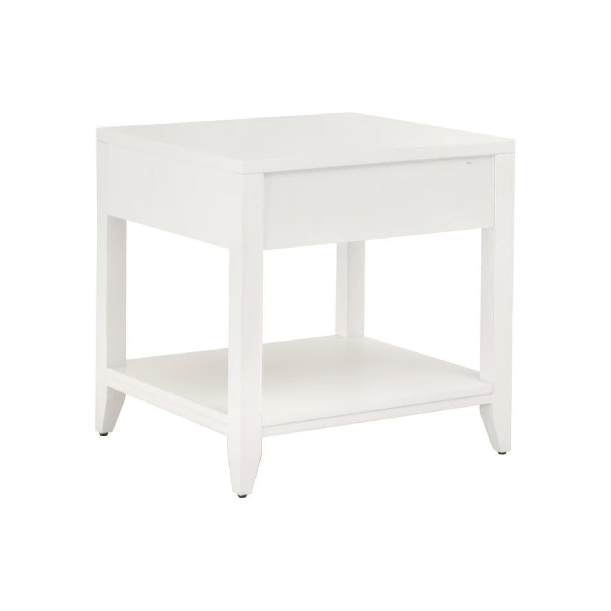 White 1-Drawer Side Table | Living Essentials Holland – rear view