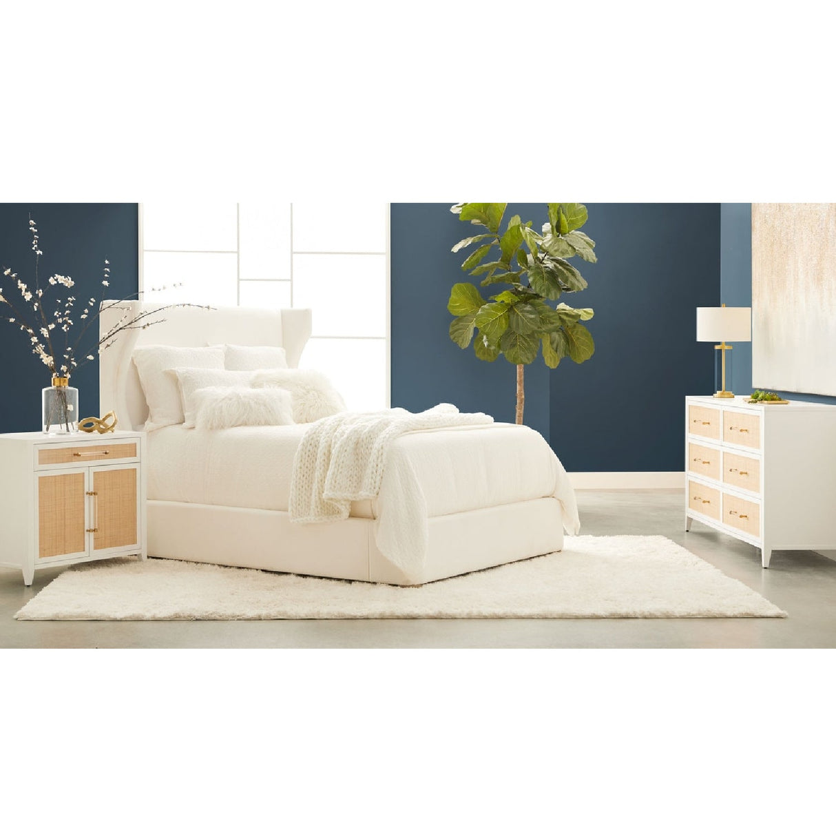 Modern European furniture - Rattan Inlaid 6-Drawer Double Dresser - www.oroa.com