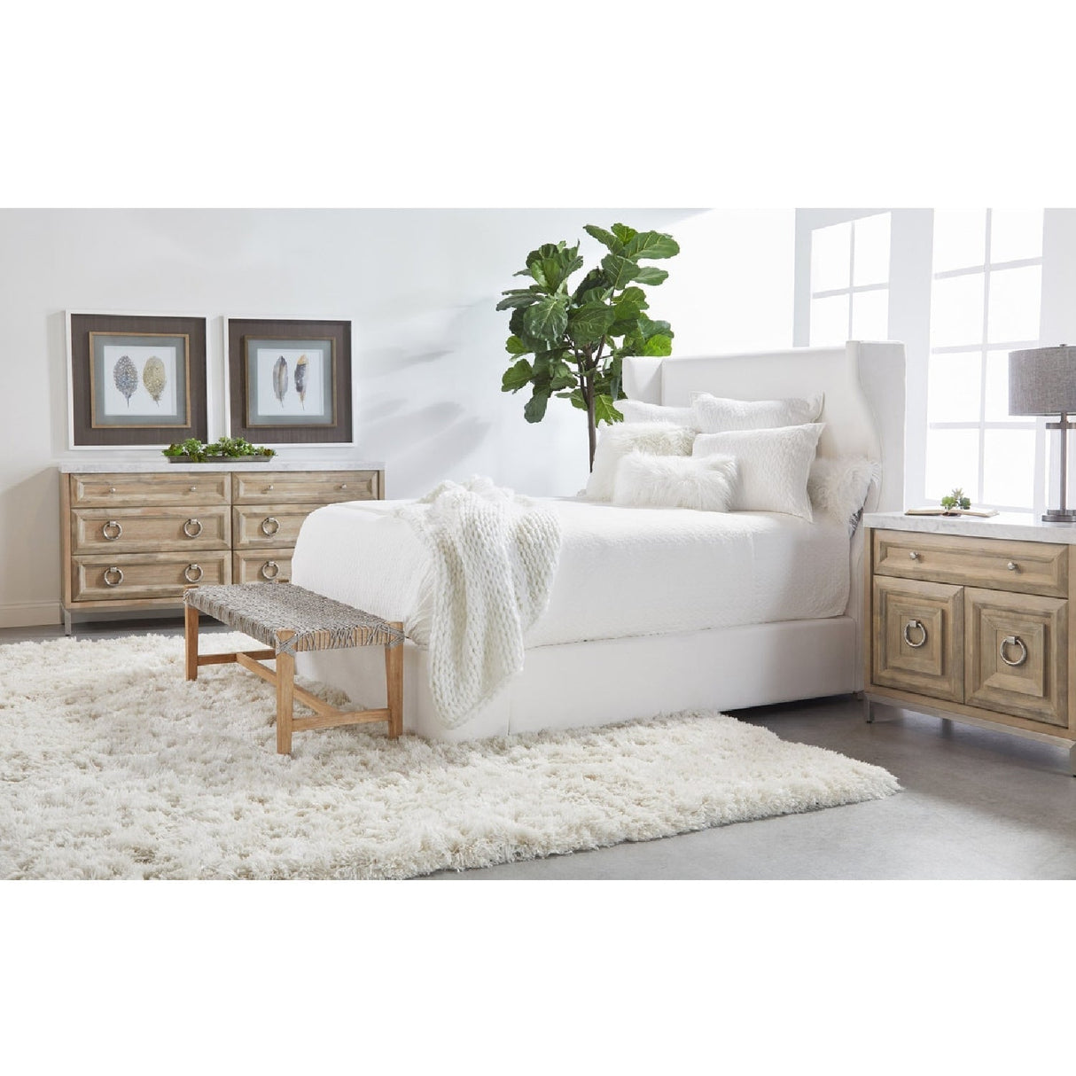 Modern European furniture - Marble Topped Acacia Media Cabinet - www.oroa.com