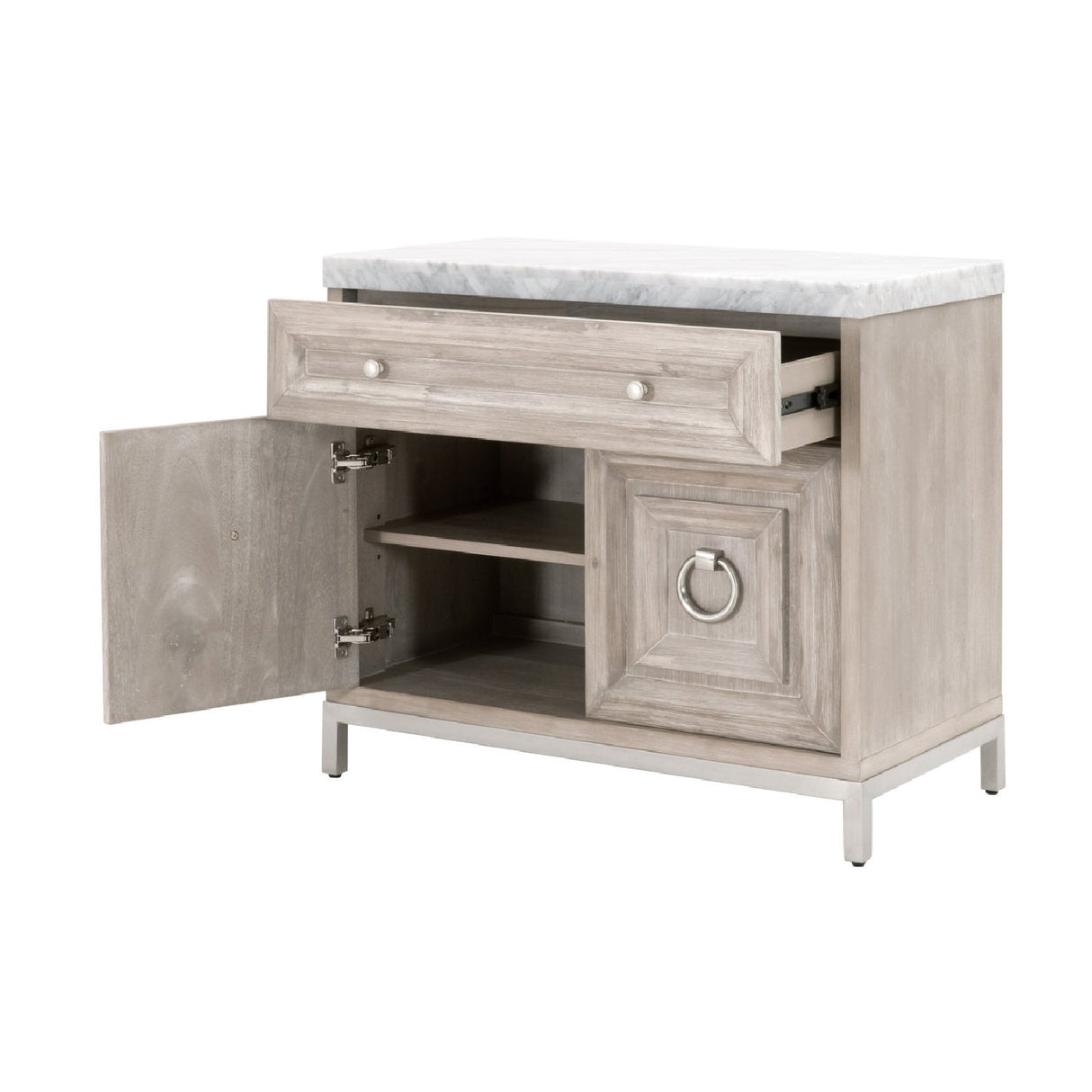 Modern European furniture - Marble Topped Acacia Media Cabinet - www.oroa.com