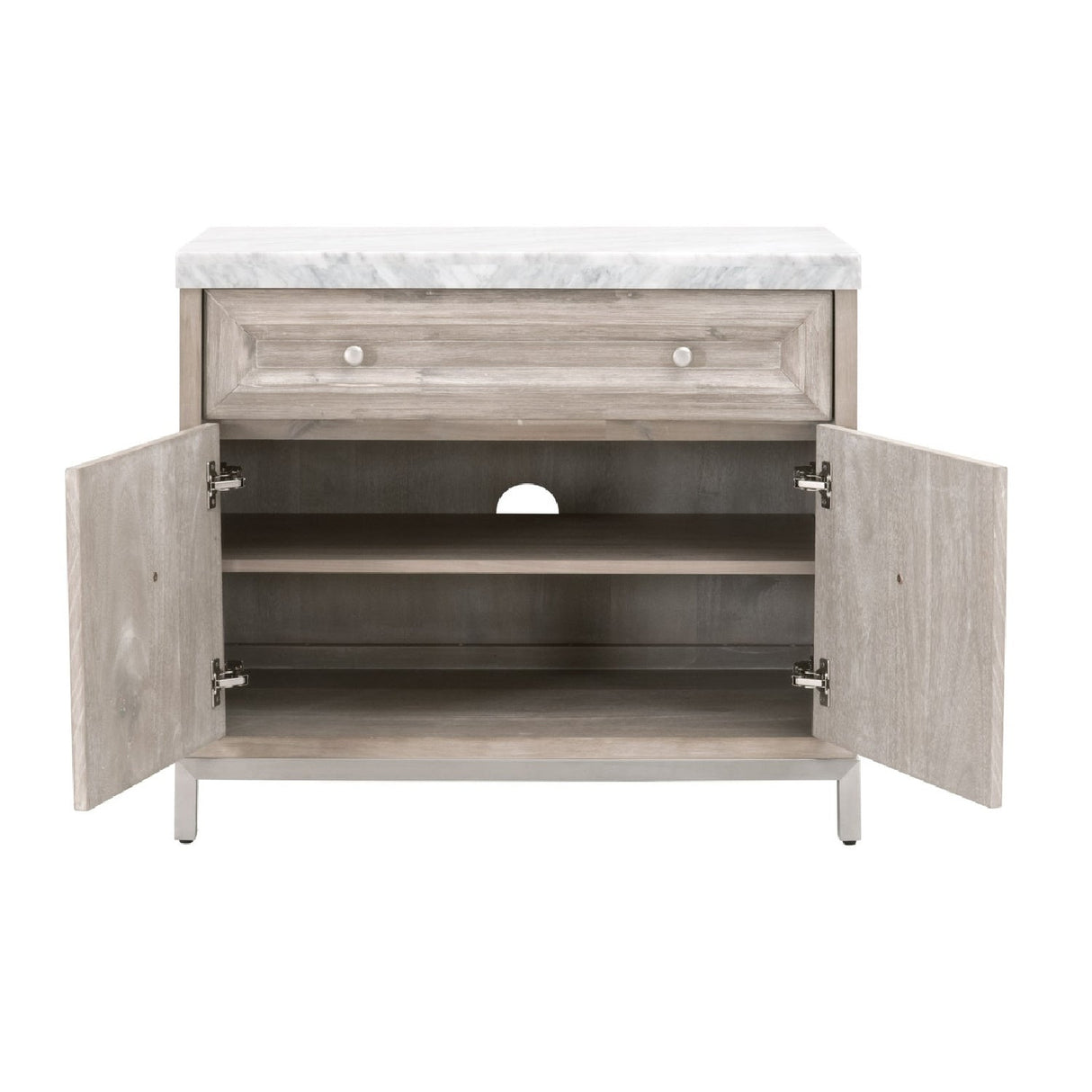 Modern European furniture - Marble Topped Acacia Media Cabinet - www.oroa.com