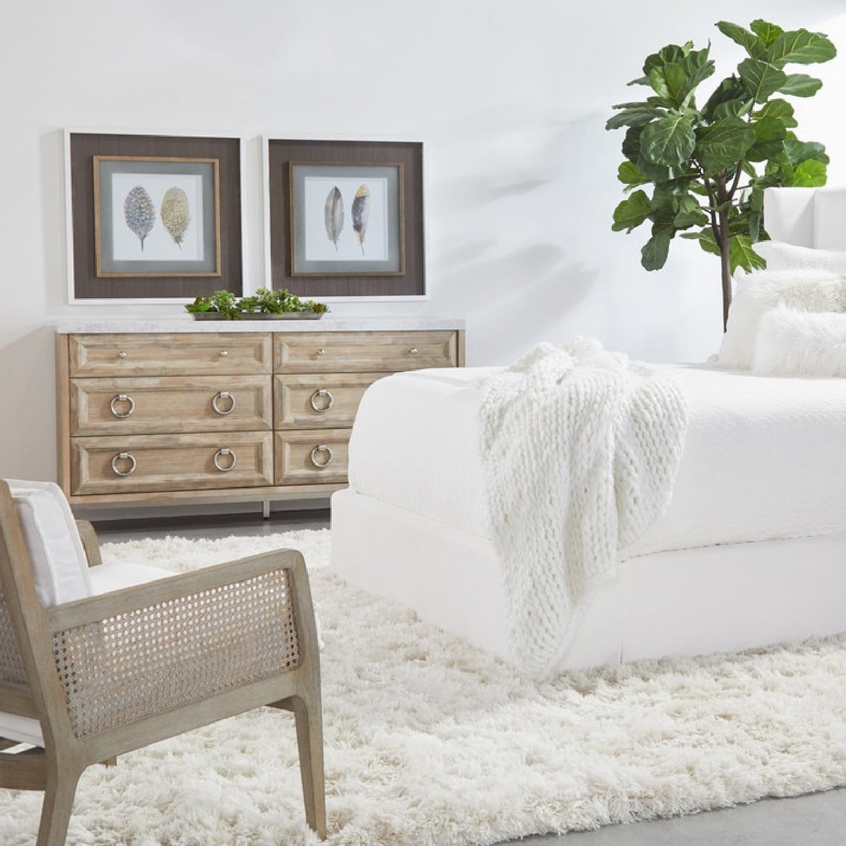 Modern European furniture - Marble Topped Acacia 6-Drawer Dresser - www.oroa.com