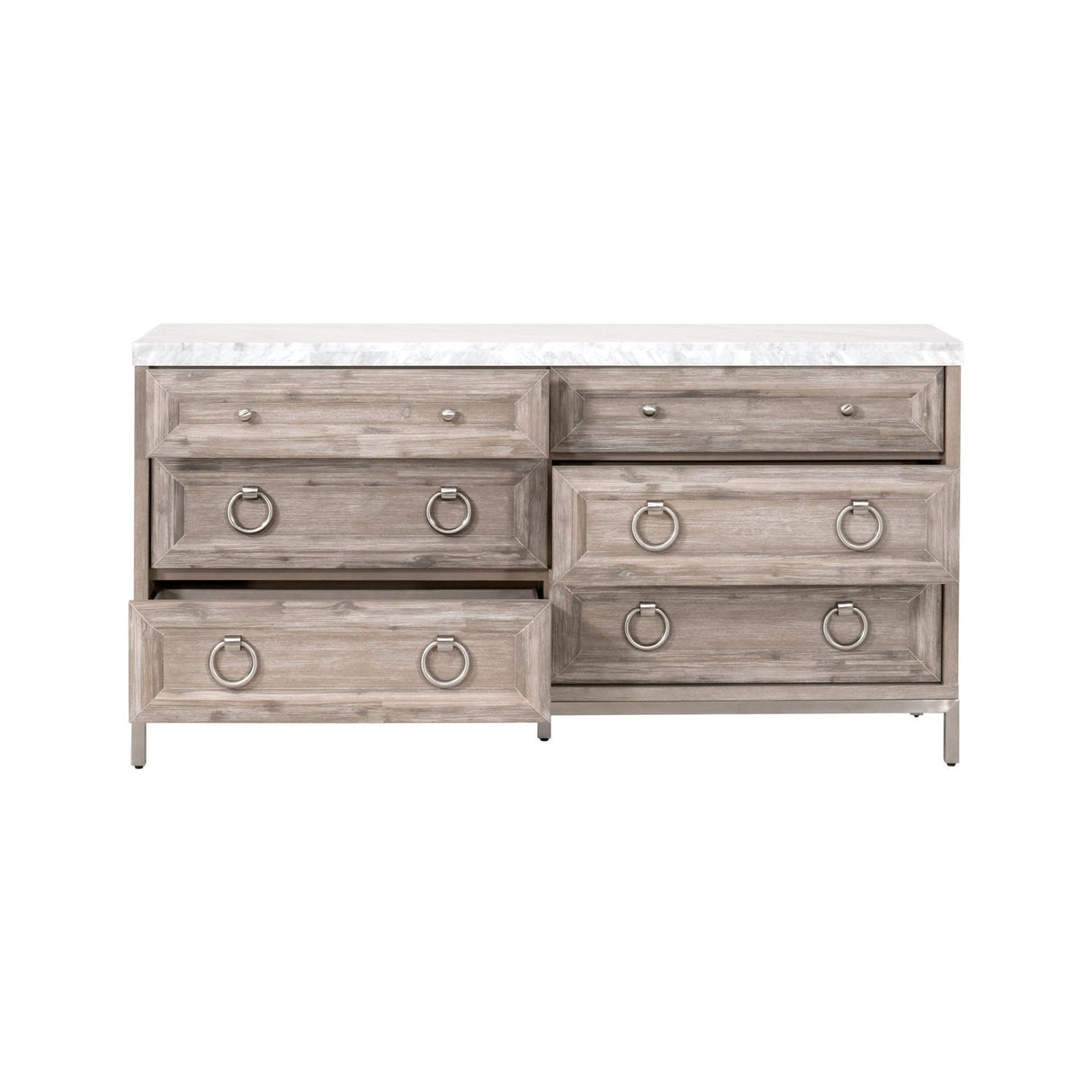 Modern European furniture - Marble Topped Acacia 6-Drawer Dresser - www.oroa.com
