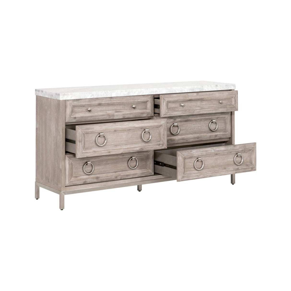 Modern European furniture - Marble Topped Acacia 6-Drawer Dresser - www.oroa.com