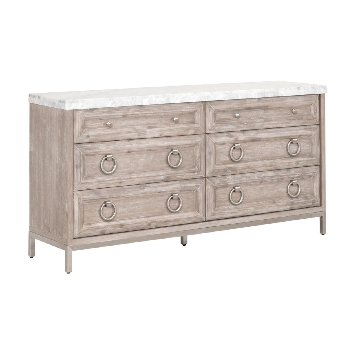 Modern European furniture - Marble Topped Acacia 6-Drawer Dresser - www.oroa.com