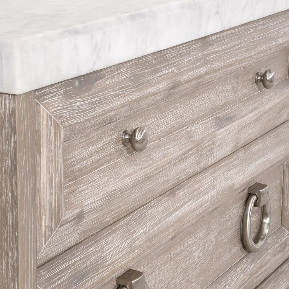 Modern European furniture - Marble Topped Acacia 6-Drawer Dresser - www.oroa.com
