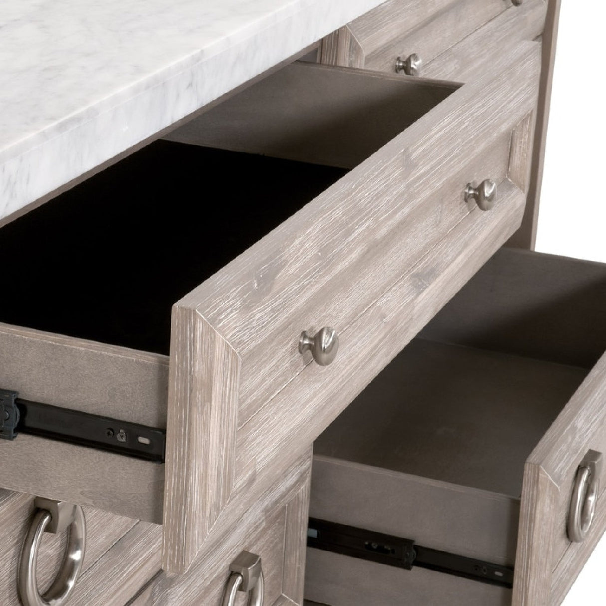 Modern European furniture - Marble Topped Acacia 6-Drawer Dresser - www.oroa.com