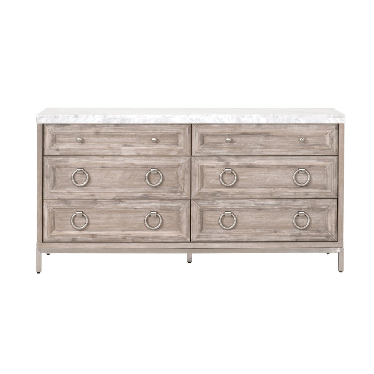 Modern European furniture - Marble Topped Acacia 6-Drawer Dresser - www.oroa.com