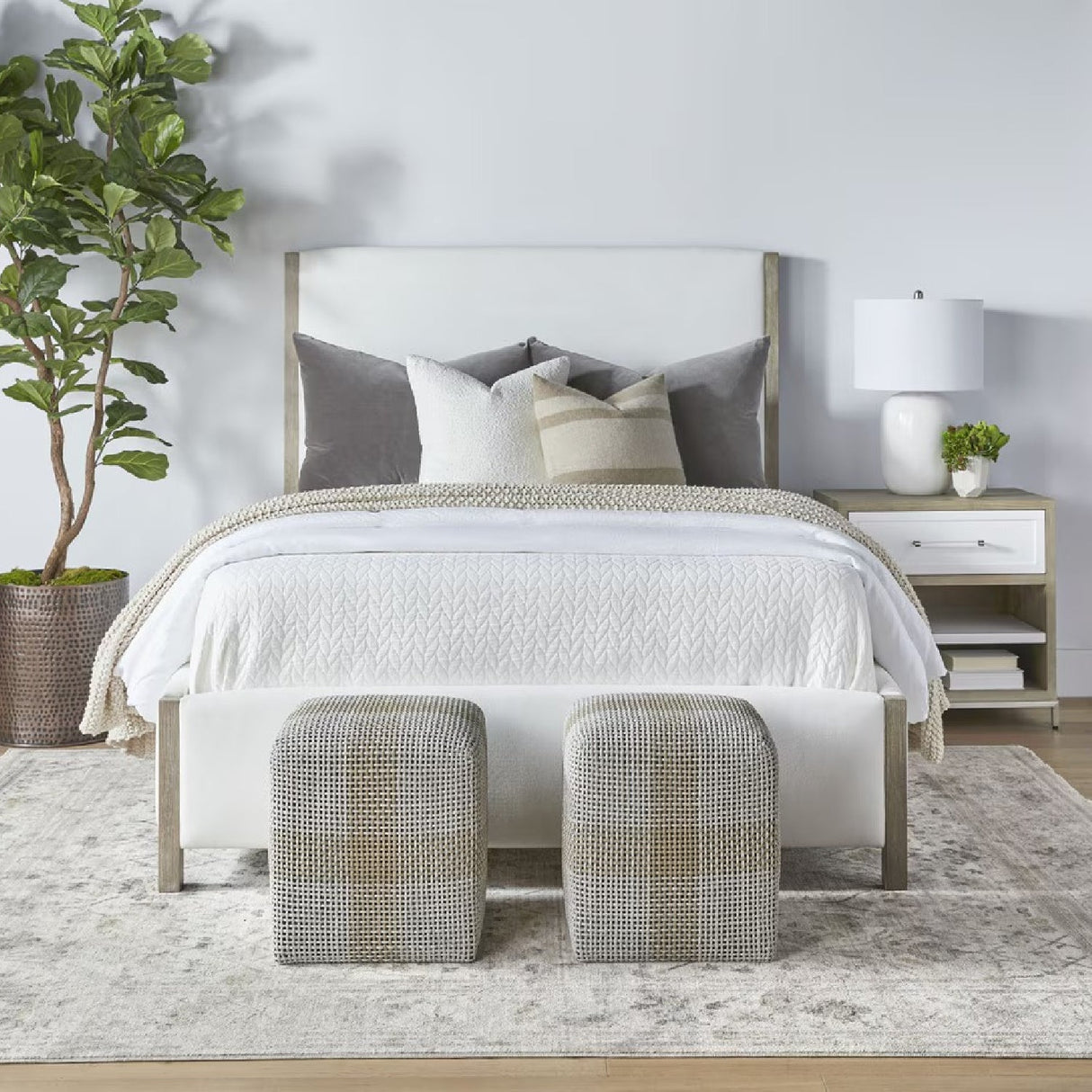 Solid Wood Framed Queen Bed | Living Essentials Emmett – angled view