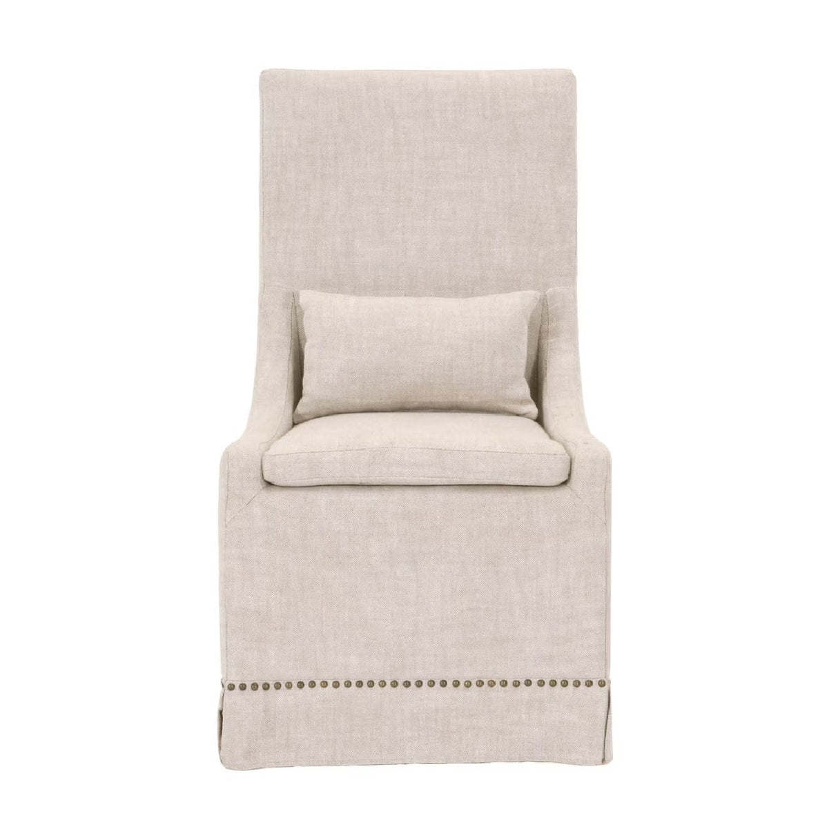 Modern European furniture - Cream Linen Skirted Dining Chairs (2) - www.oroa.com