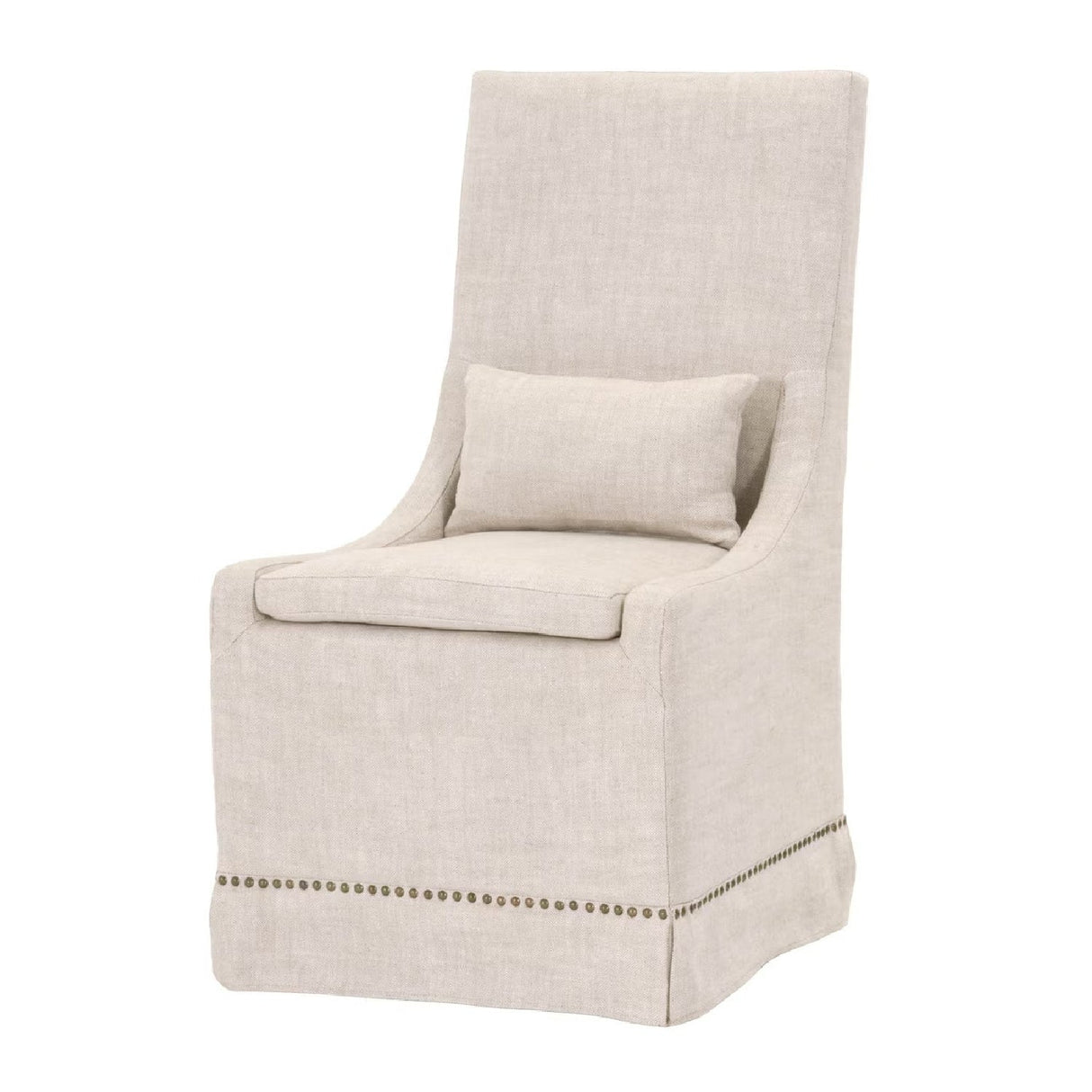 Modern European furniture - Cream Linen Skirted Dining Chairs (2) - www.oroa.com