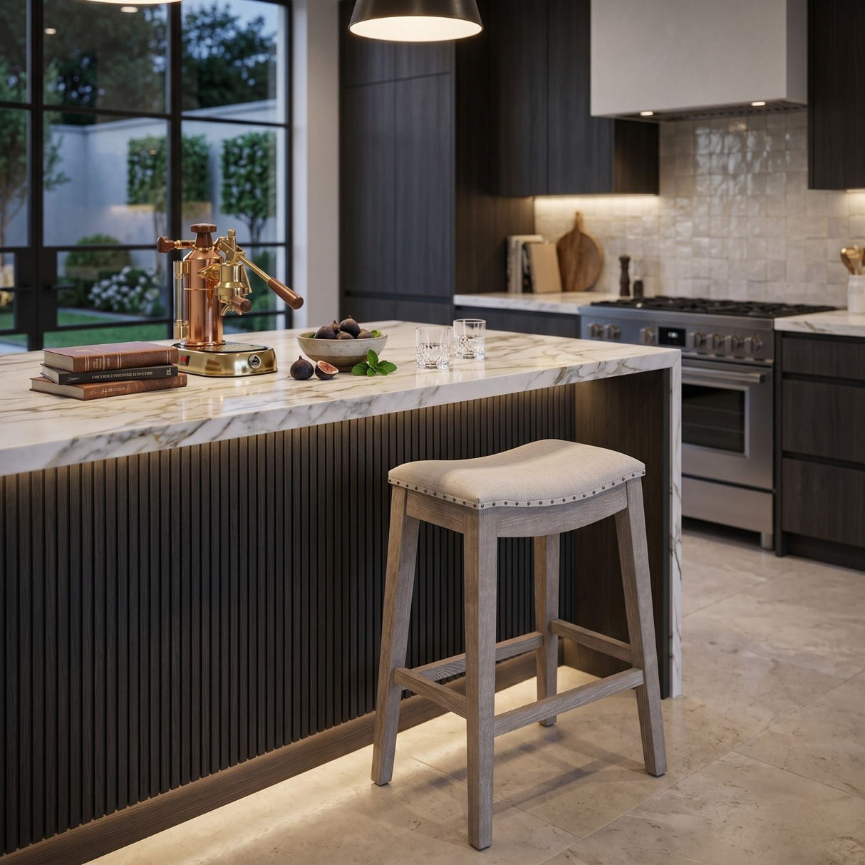 Modern European furniture - Gray Ash Wood Counter Stool - www.oroa.com