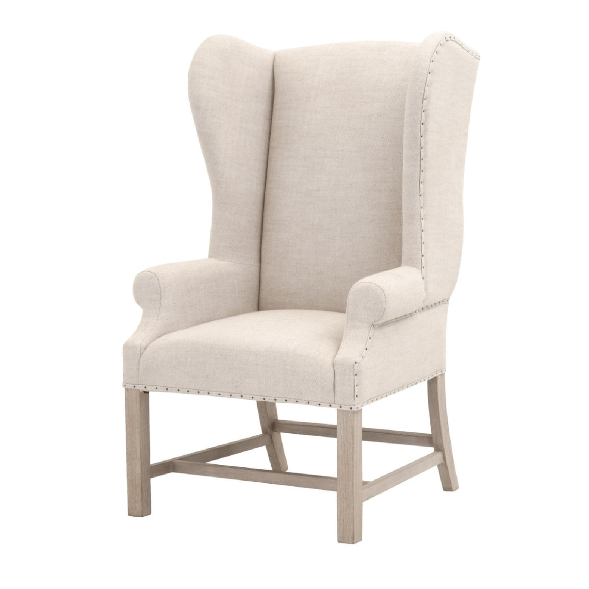 French Linen Wingback Accent Chair | Living Essentials Chateau – front view