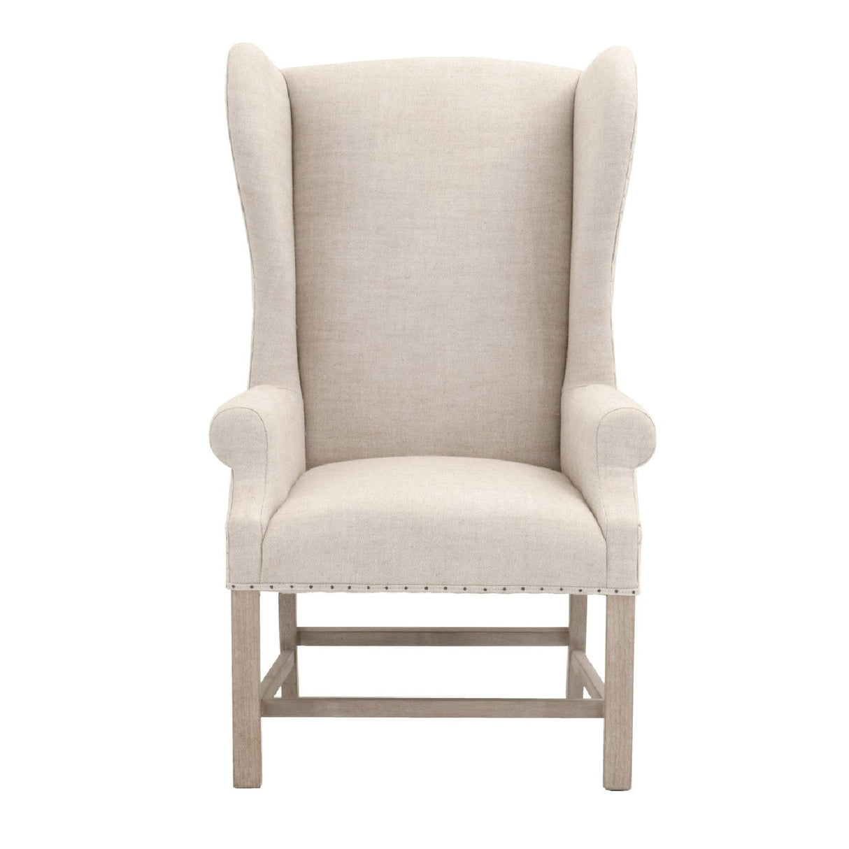 French Linen Wingback Accent Chair | Living Essentials Chateau – side view