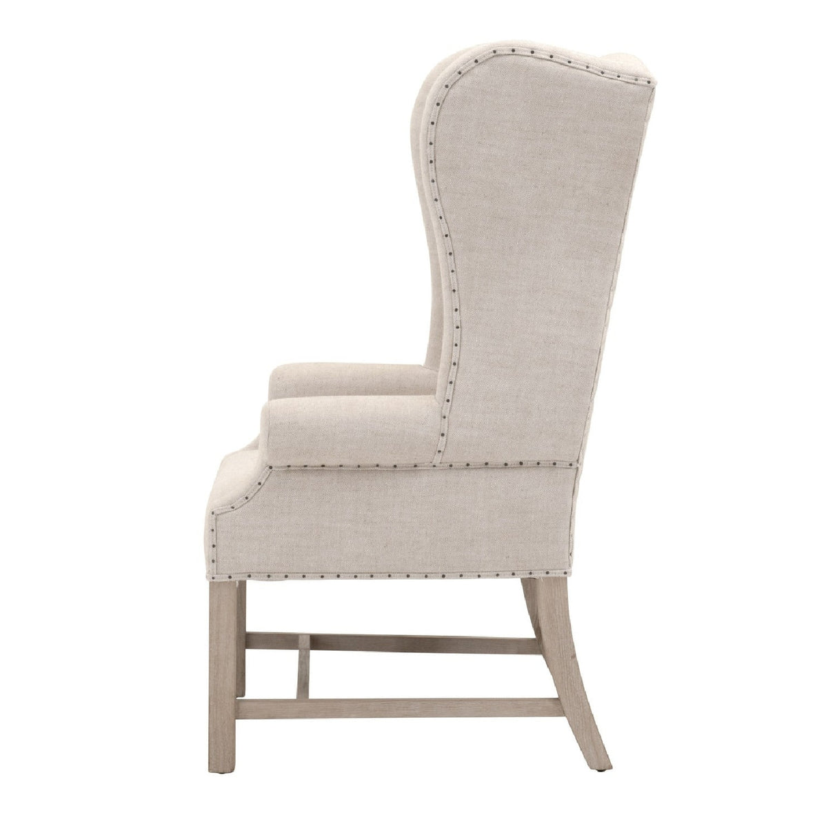 French Linen Wingback Accent Chair | Living Essentials Chateau – rear view