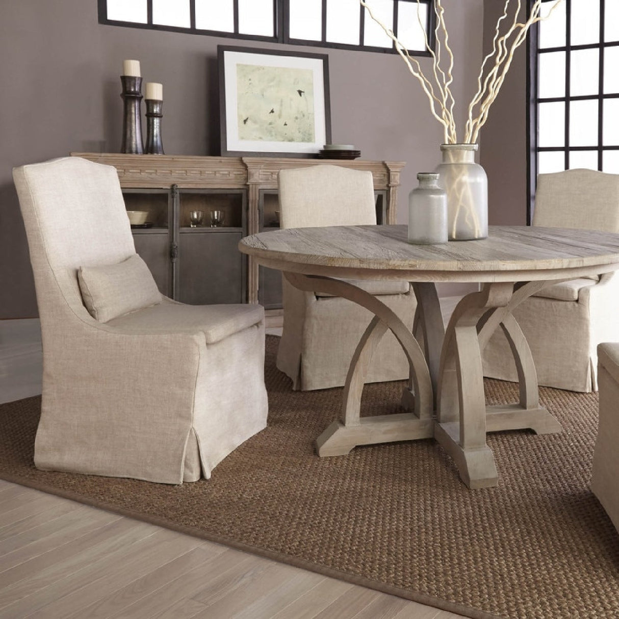 French Linen Skirted Dining Chairs (2) | Living Essentials Colette – angled view