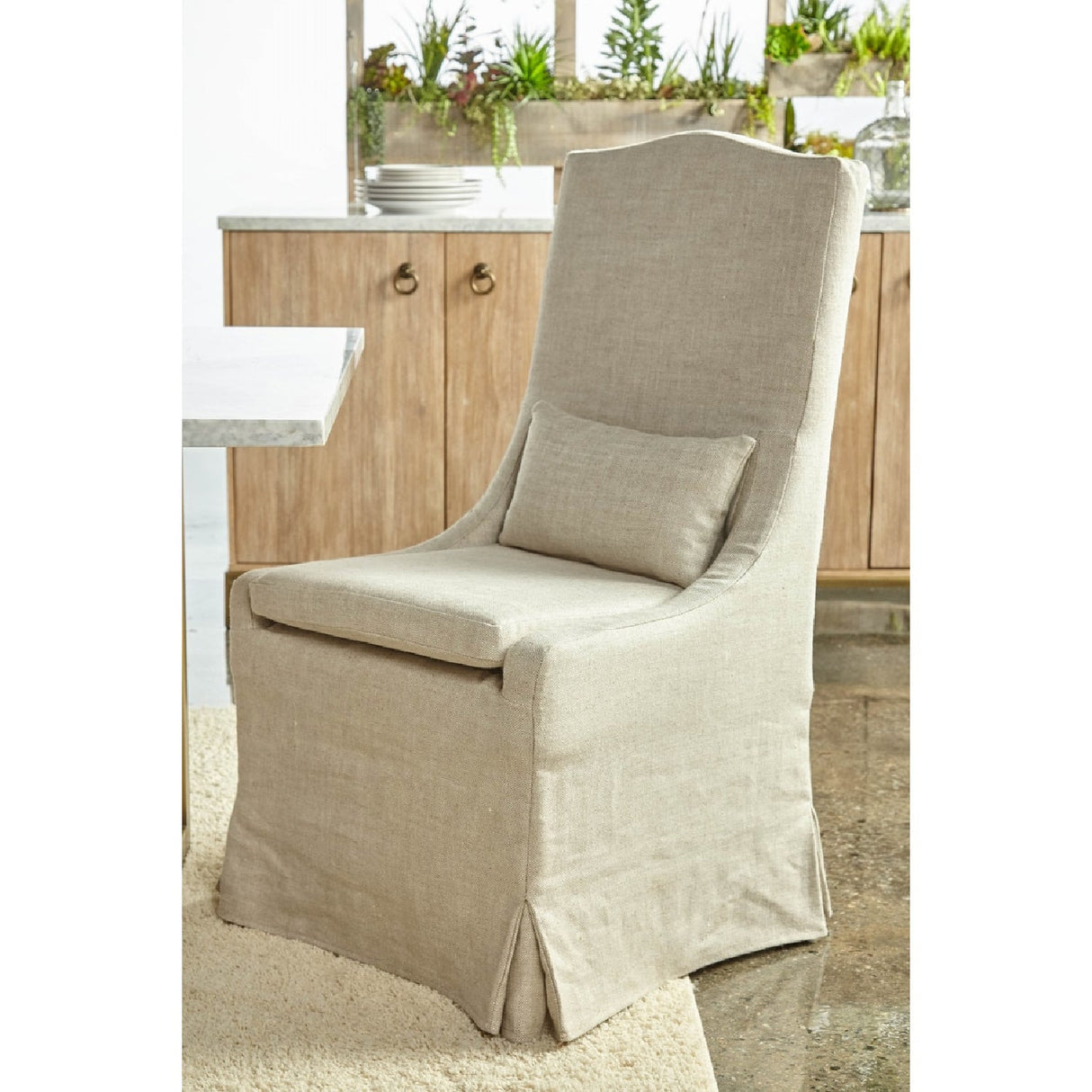 French Linen Skirted Dining Chairs (2) | Living Essentials Colette – alternate view 9