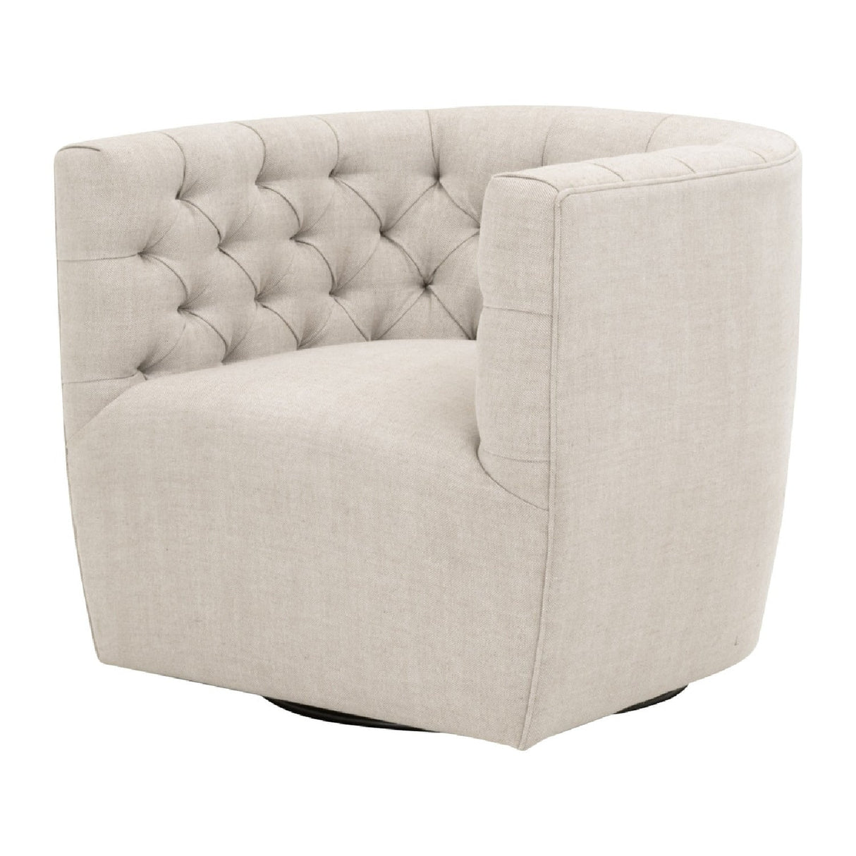 Tufted Back Swivel Club Chair | Living Essentials Marcel – side view