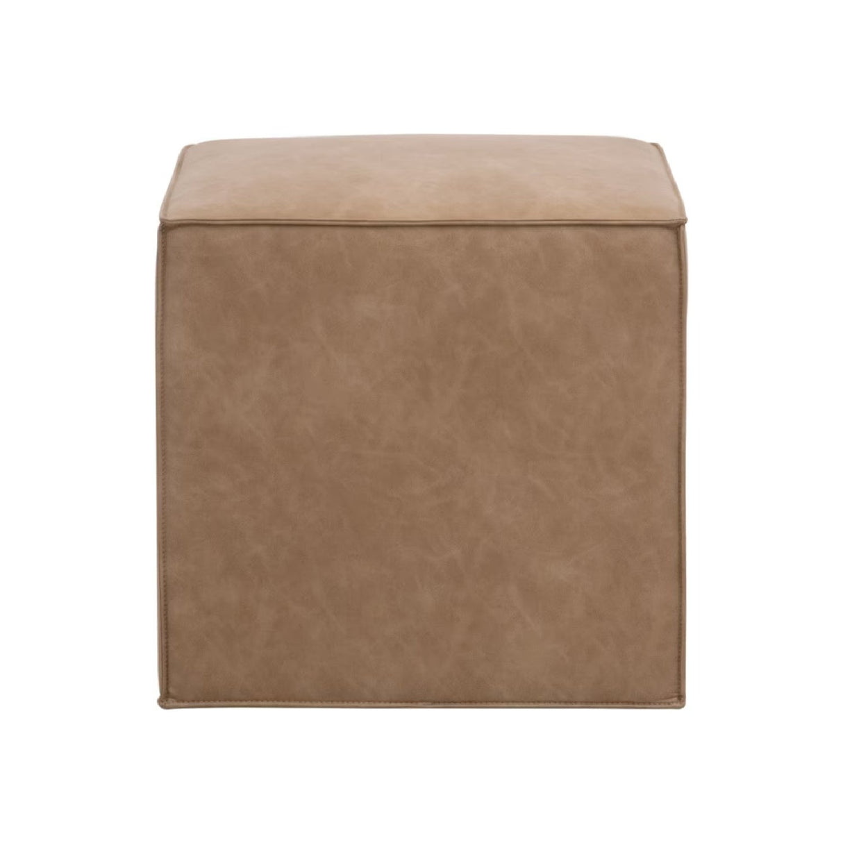 Modern European furniture - Brown Vegan Leather Cube Ottoman - www.oroa.com