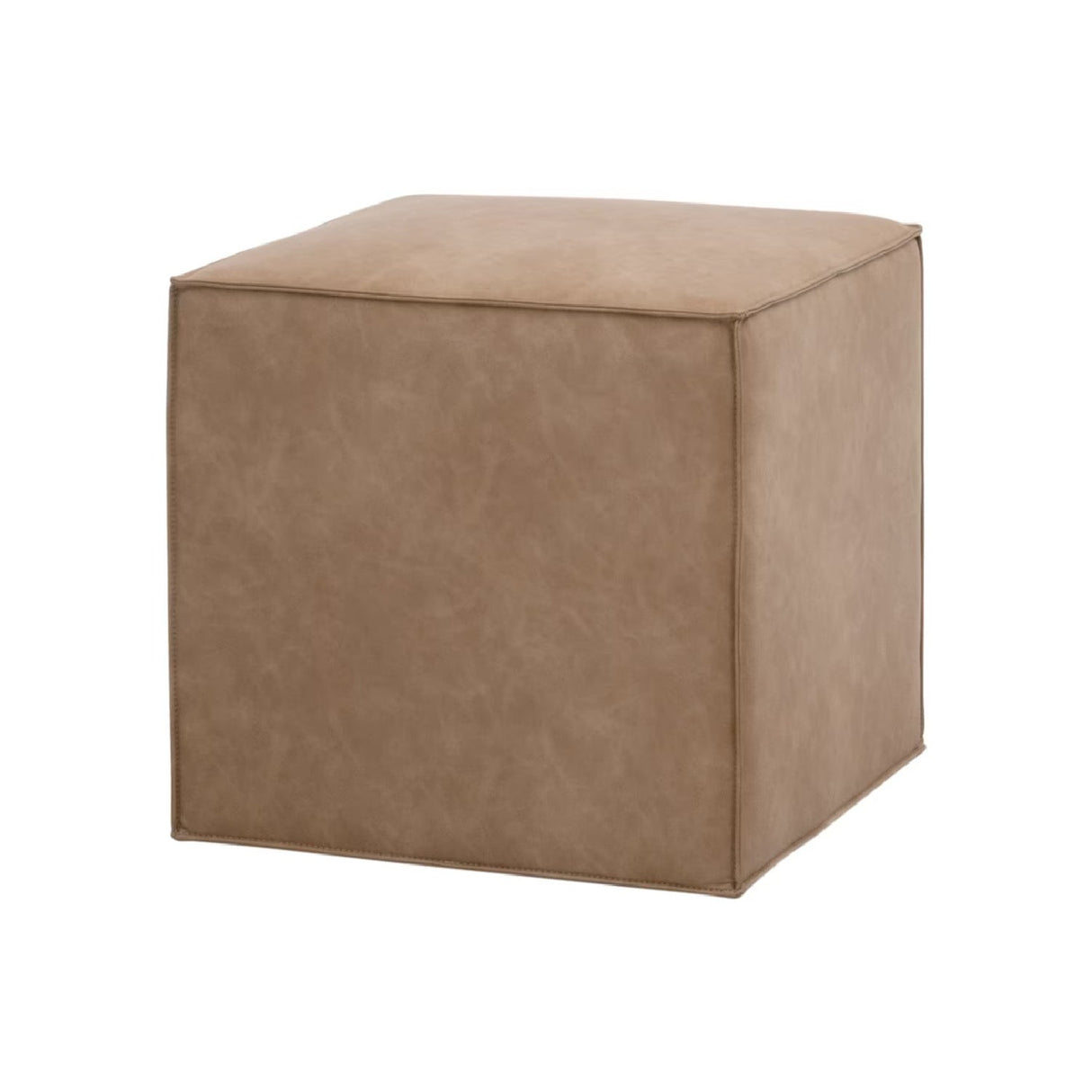 Modern European furniture - Brown Vegan Leather Cube Ottoman - www.oroa.com
