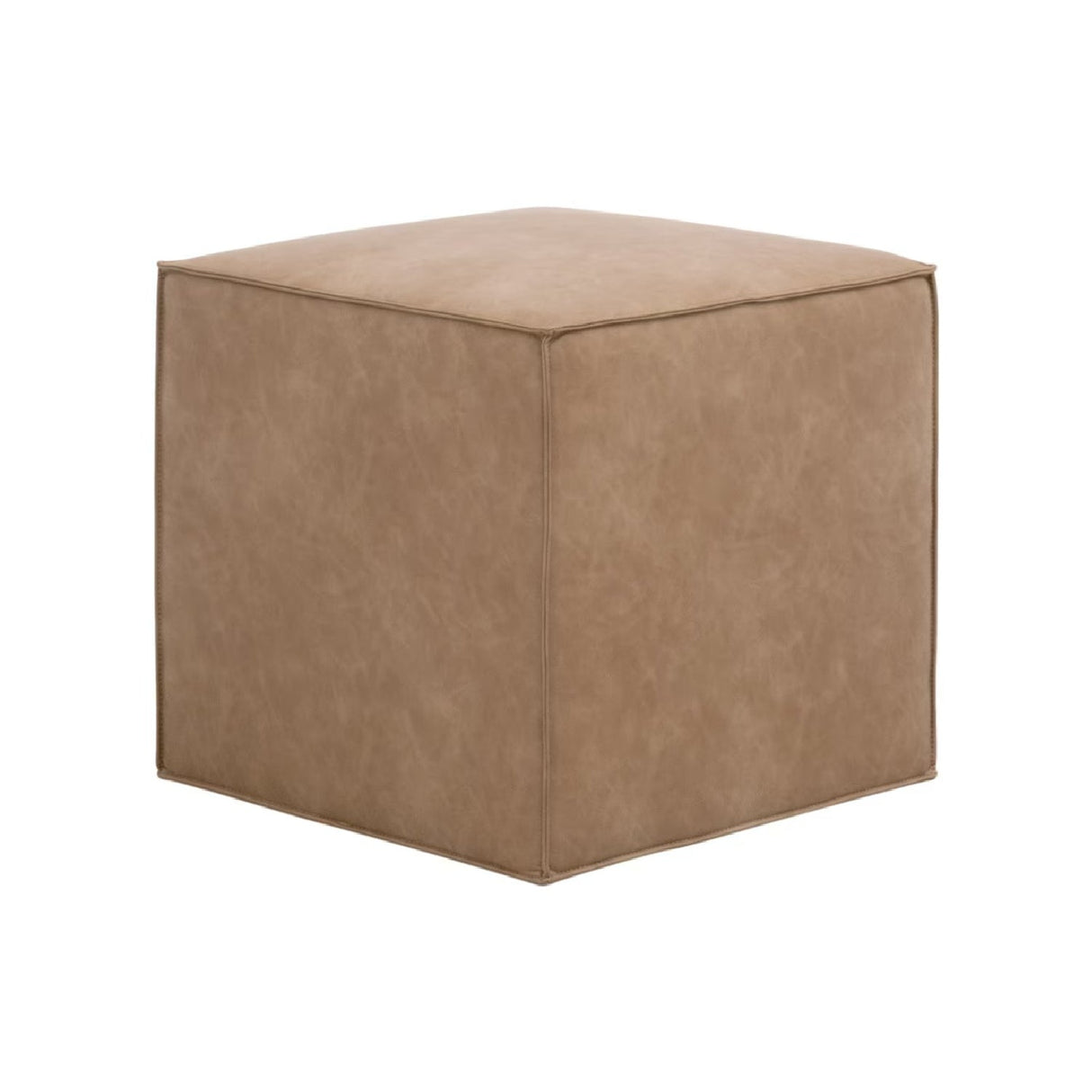 Modern European furniture - Brown Vegan Leather Cube Ottoman - www.oroa.com