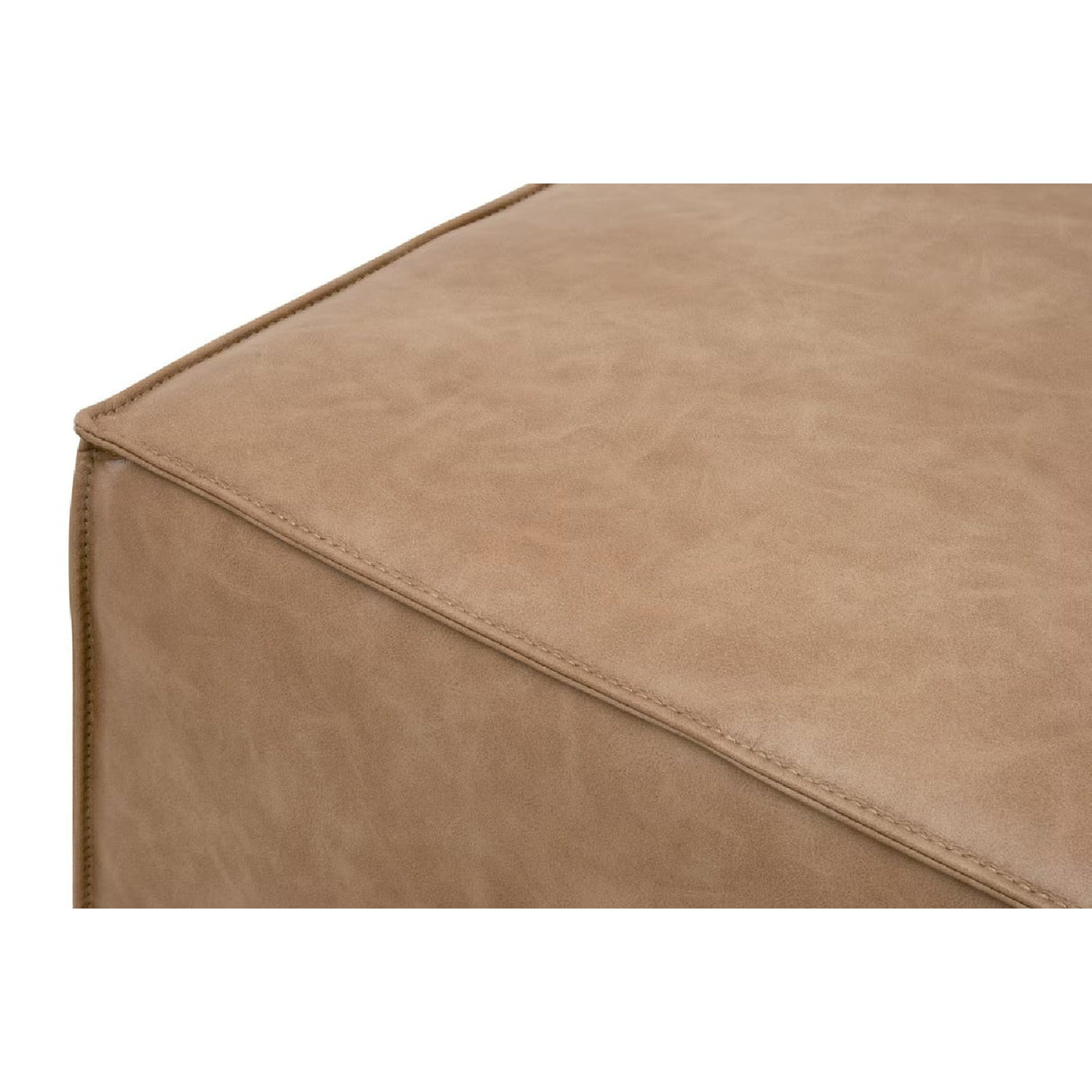 Modern European furniture - Brown Vegan Leather Cube Ottoman - www.oroa.com