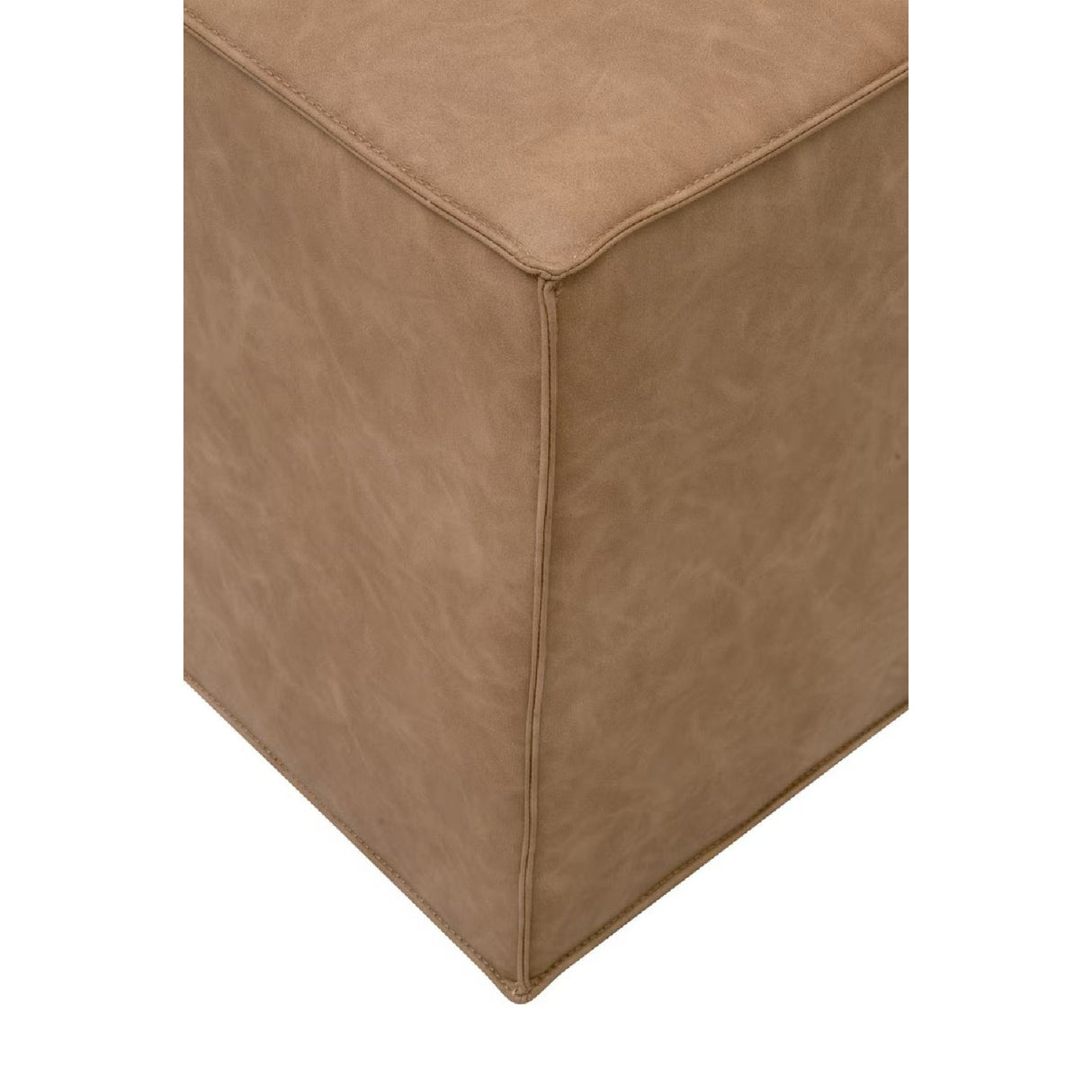 Modern European furniture - Brown Vegan Leather Cube Ottoman - www.oroa.com