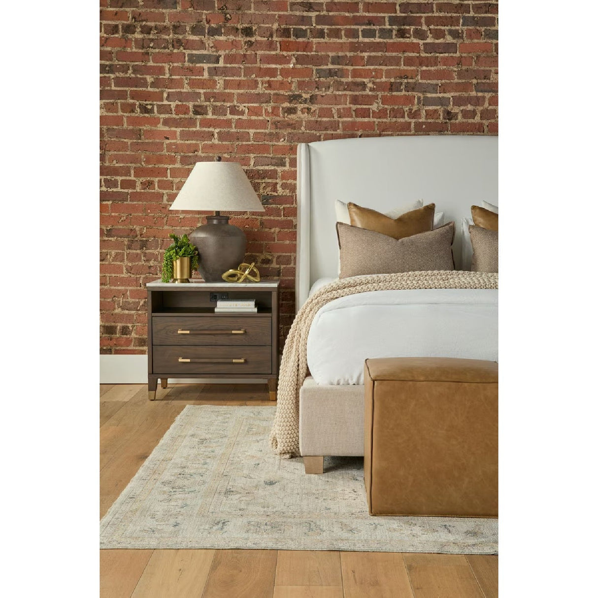 Modern European furniture - Brown Vegan Leather Cube Ottoman - www.oroa.com