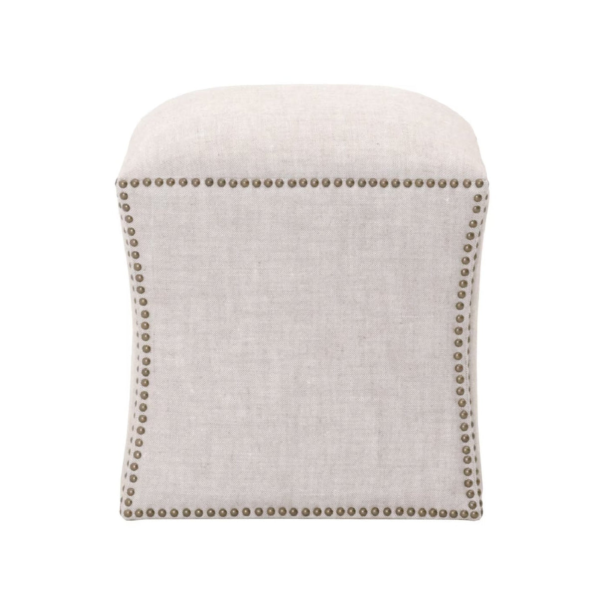 Modern European furniture - Nailhead Trimmed Linen Ottoman - www.oroa.com