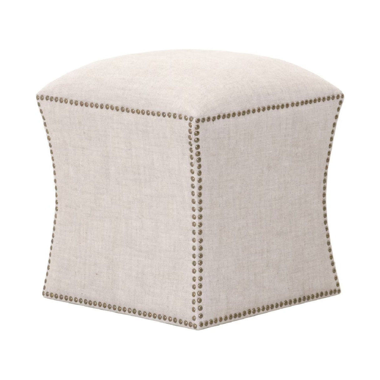 Modern European furniture - Nailhead Trimmed Linen Ottoman - www.oroa.com