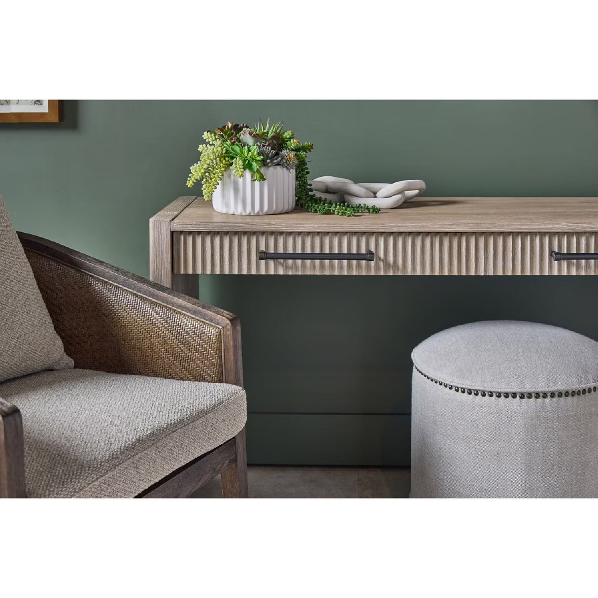 Modern European furniture - Cylindrical French Linen Ottoman - www.oroa.com
