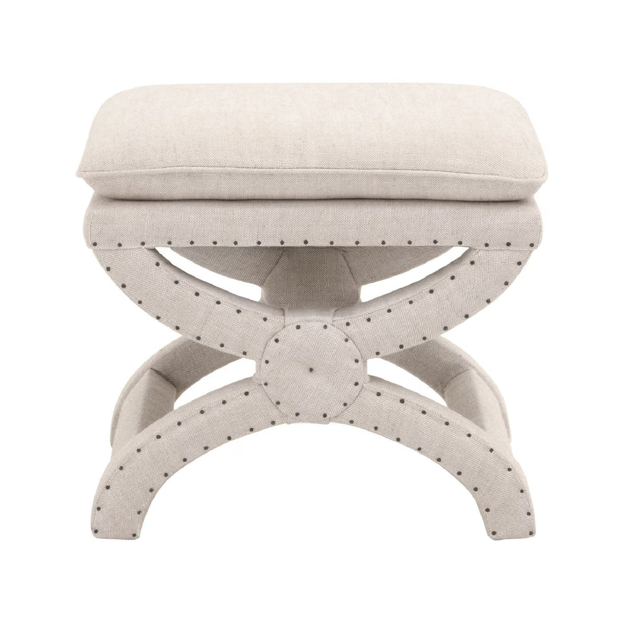 Modern European furniture - Beige French Linen Ottoman - www.oroa.com