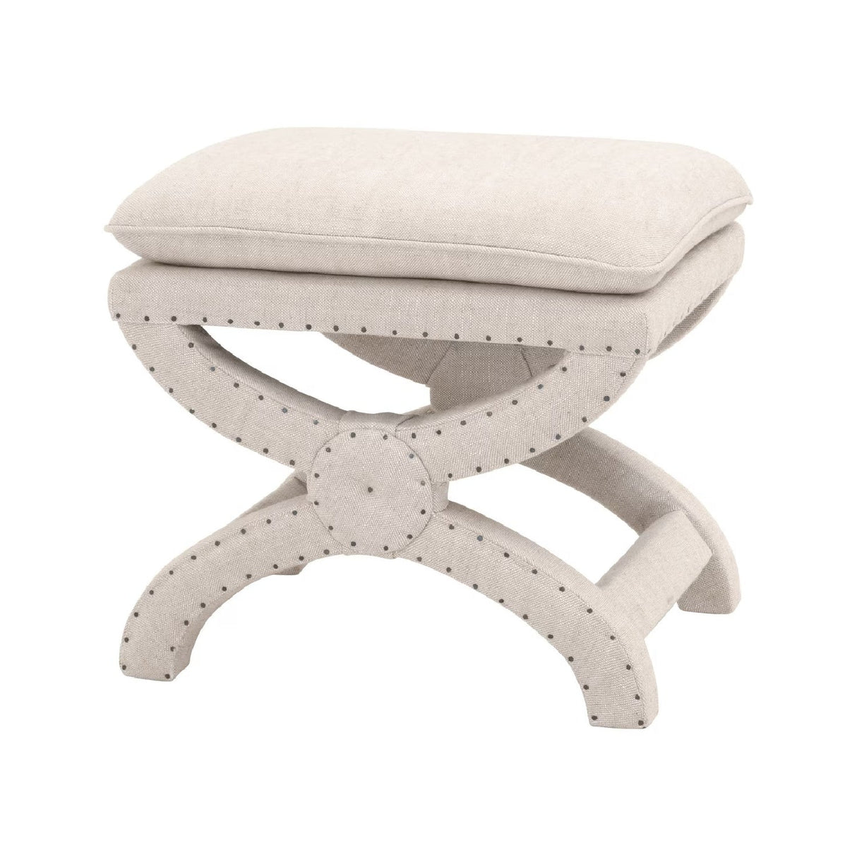 Modern European furniture - Beige French Linen Ottoman - www.oroa.com