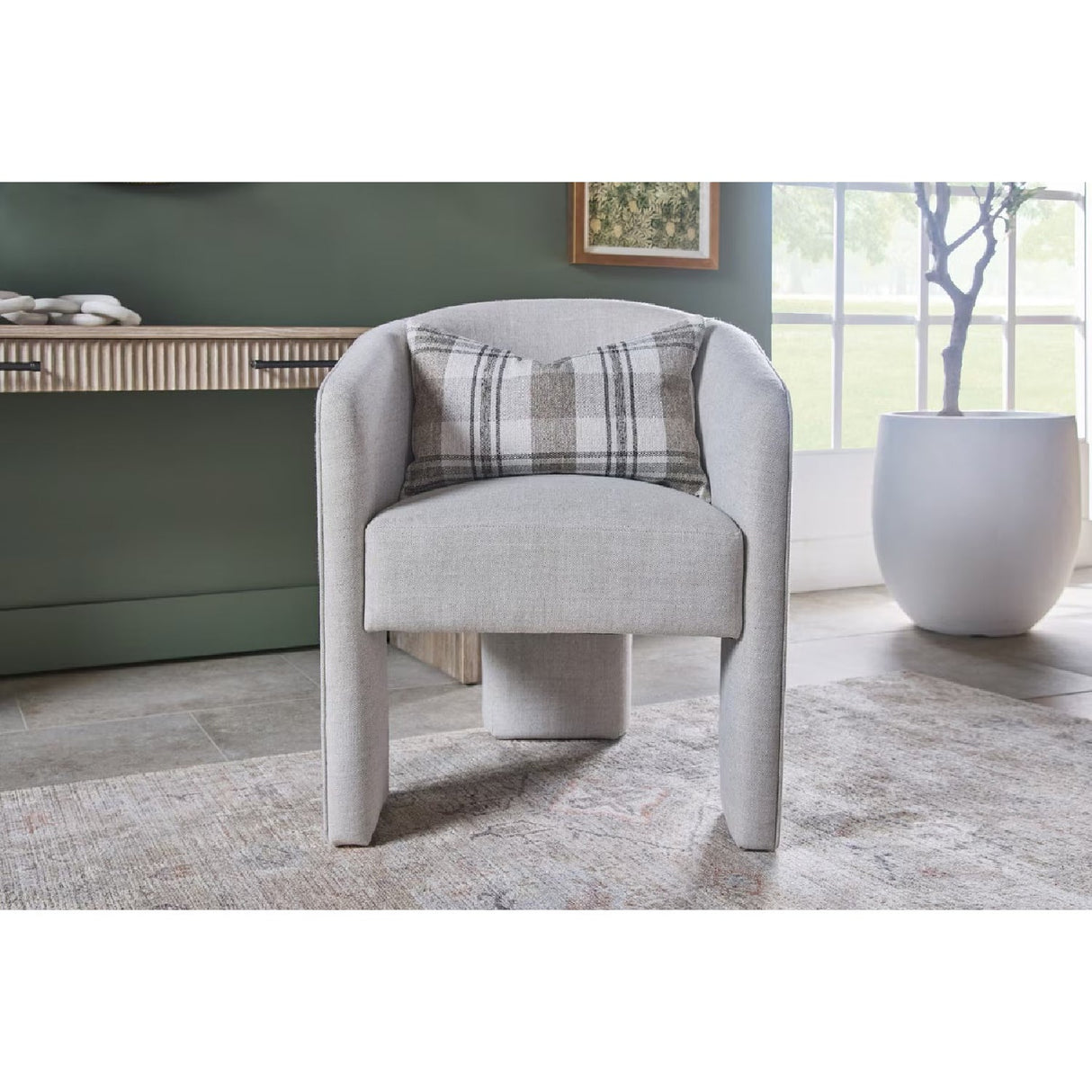 Modern European furniture - French Linen 3-Legged Accent Chair - www.oroa.com