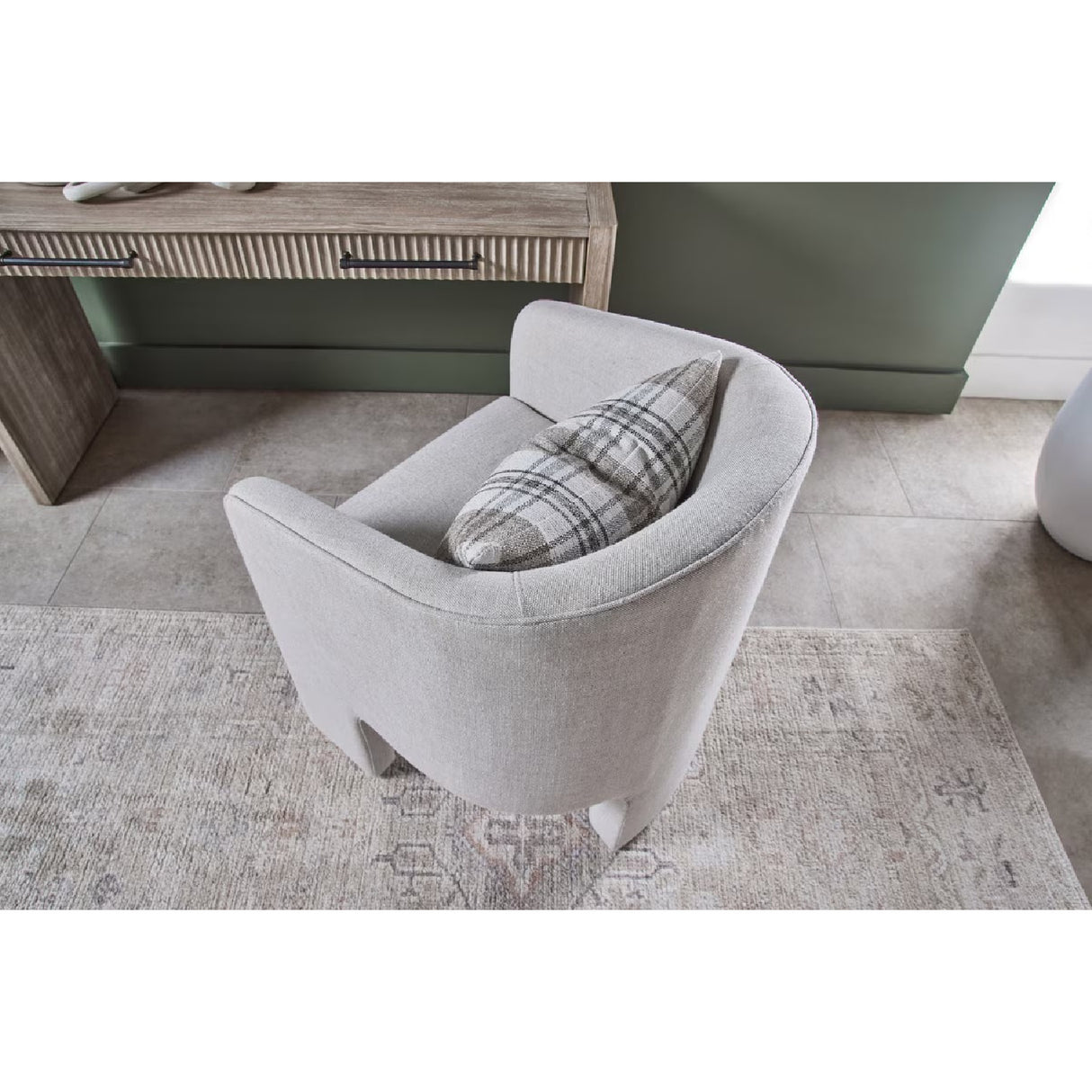 French Linen 3-Legged Accent Chair | Oroa.com