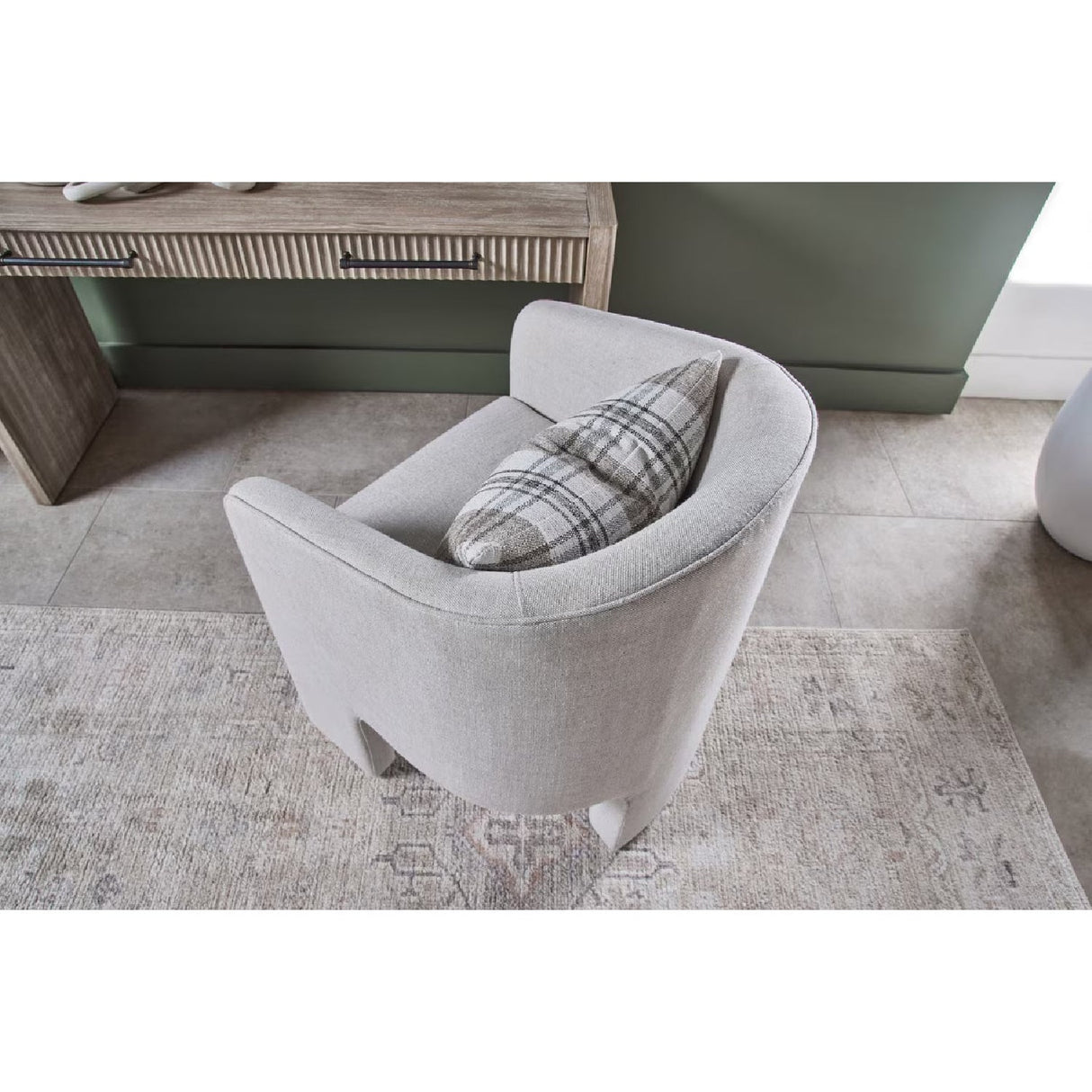 Modern European furniture - French Linen 3-Legged Accent Chair - www.oroa.com