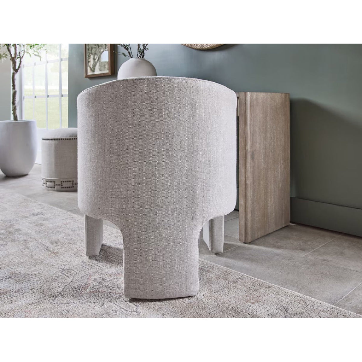 Modern European furniture - French Linen 3-Legged Accent Chair - www.oroa.com