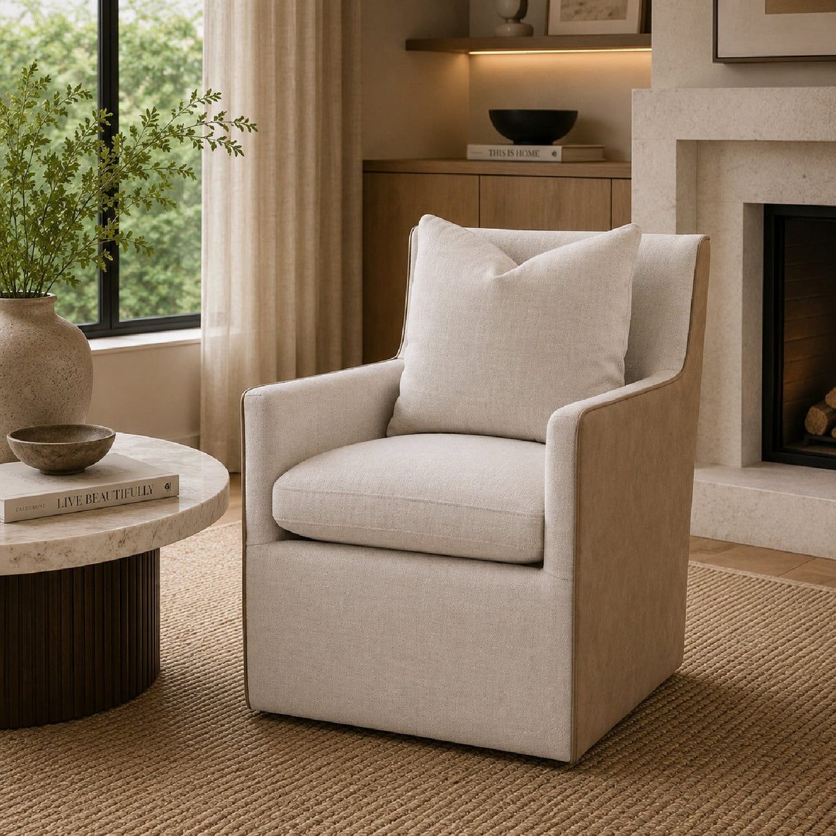 Two-Toned Wheeled Lounge Chair | Living Essentials Harmony – alternate view 26