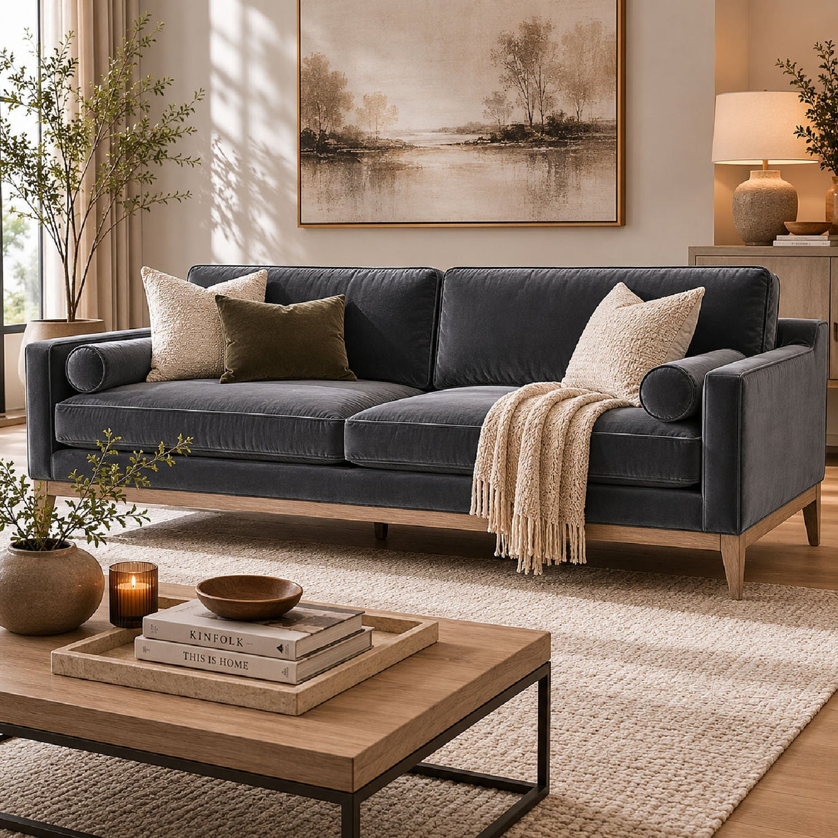 Velvet Modern Sofa | Living Essentials Parker – alternate view 18